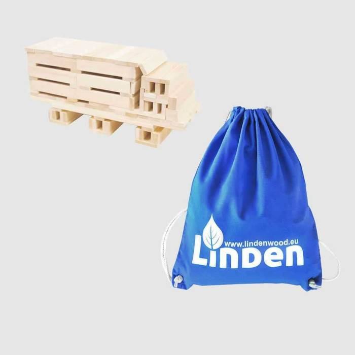 Klocki drewniane Linden, zestaw 200 szt. w eko-worku