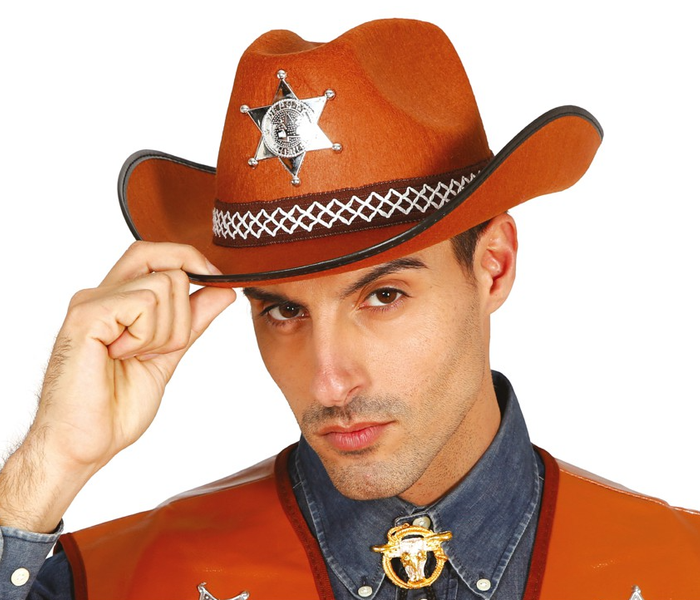 Kapelusz Szeryfa ze srebrną gwiazdą kowboj