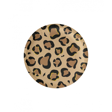 Talerzyki papierowe SAFARI lampart cętki 22,6cm 8 szt.