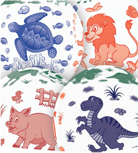 Balony z nadrukiem Dinozaury białe z kolorową grafiką 6 szt.