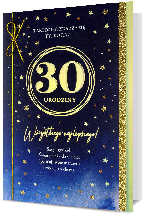 Kartka okolicznościowa gwiazdy 3D 30 urodziny 13x19 cm