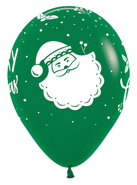 Balon gumowy świąteczny Merry Christmas z Mikołajem Sempertex 12 cali 1 szt.