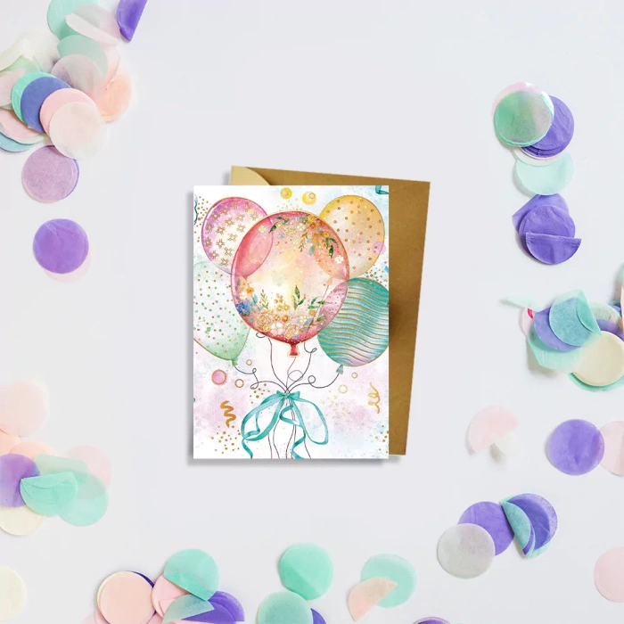 Mini kartka karnet na życzenia Baloniki 1 szt.