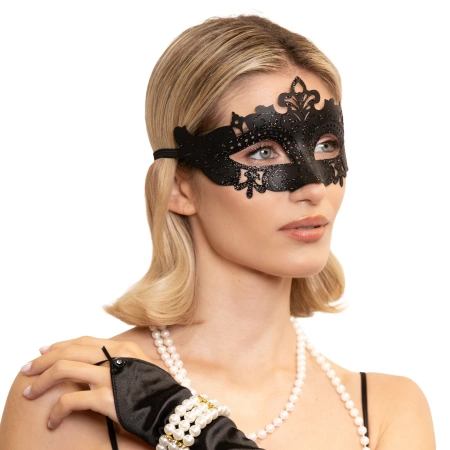 Maska na oczy karnawałowa wenecka z ornamentami CZARNA 1 szt.