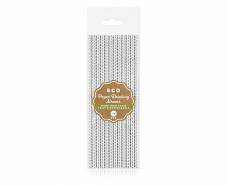 Słomki papierowe metaliczne Szlaczki 12 szt.