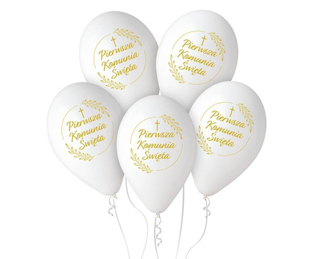 Balon Komunia Święta złoty nadruk kłosy 12 cali 25 szt.