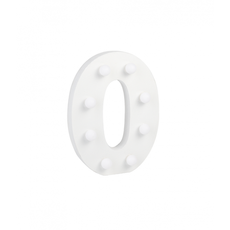 Świecąca Litera LED "O" Light Letter, drewniana biała 17x12 cm
