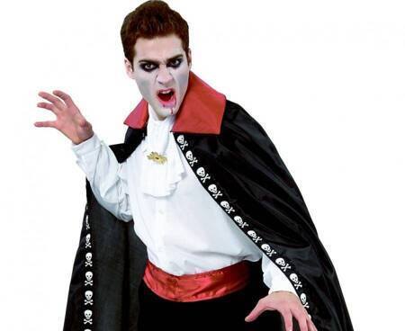 Peleryna Wampira Czarna - strój dla dorosłych (peleryna, żabot)