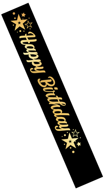 Szarfa urodzinowa satynowa czarna Happy Birthday