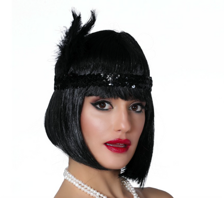 Opaska Retro zdobiona z piórkiem i cekinami różne kolory