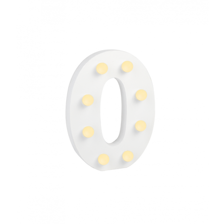 Świecąca Litera LED "O" Light Letter, drewniana biała 17x12 cm