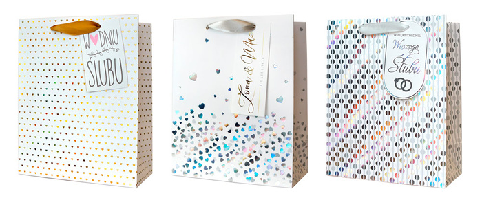 Torebka prezentowa na Ślub Wesele mix wzorów 18x23x10 cm