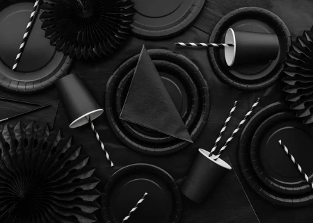 Talerzyki papierowe czarne 23 cm, 6 szt. PartyDeco