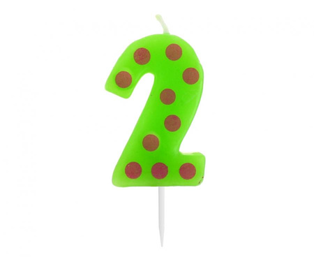 Świeczka urodzinowa "2" GROCHY 6cm
