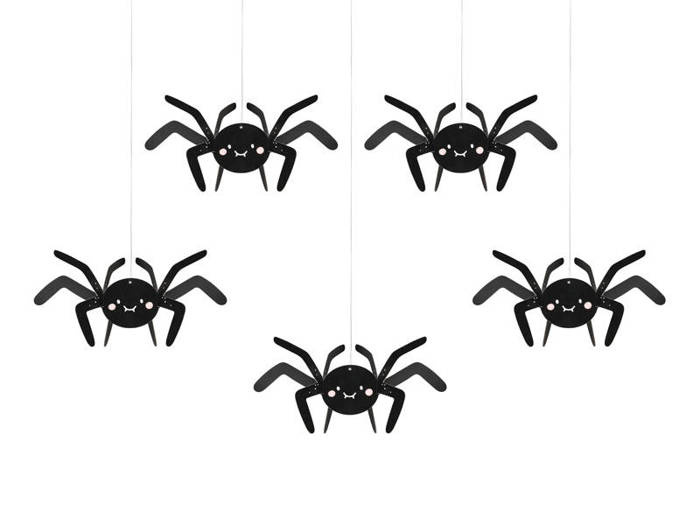 Dekoracja papierowa Pająki 27x17 cm 5 szt.
