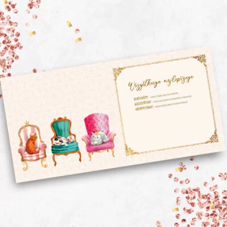 Kartka z życzeniami Wszystkiego Najlepszego z Kotem Kanapowcem 1 szt.