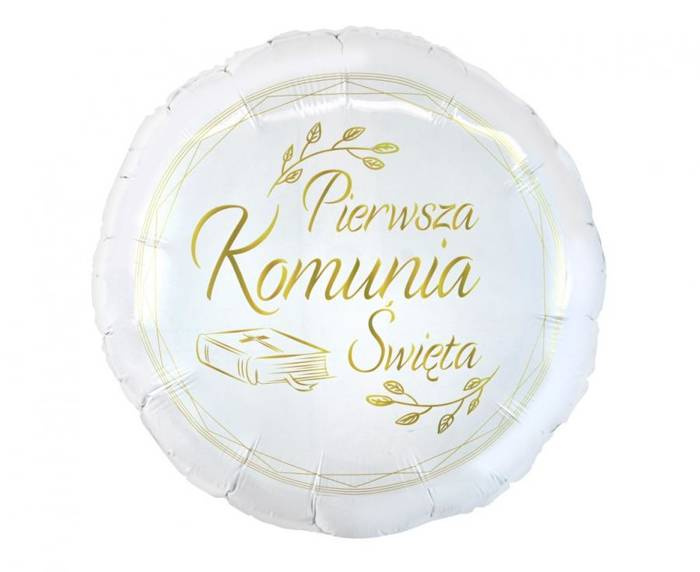 Balon foliowy Pierwsza Komunia Święta okrągły (Biblia) 18"