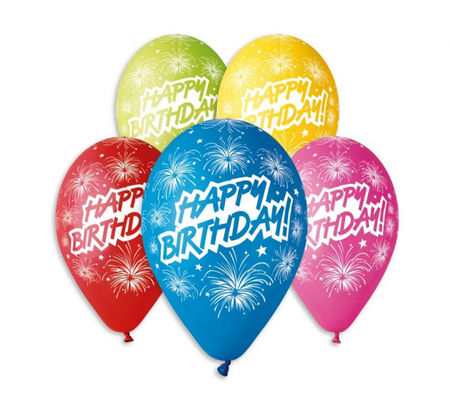 Gemar 12 cali 5 szt Happy Birthday fajerwerki balony