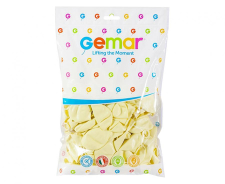 Balon Gemar jednokolorowy 12 cali 100 szt kremowy kość słoniowa