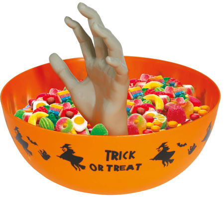 Miska na słodycze z wystająca dłonią Halloween 24x11 cm