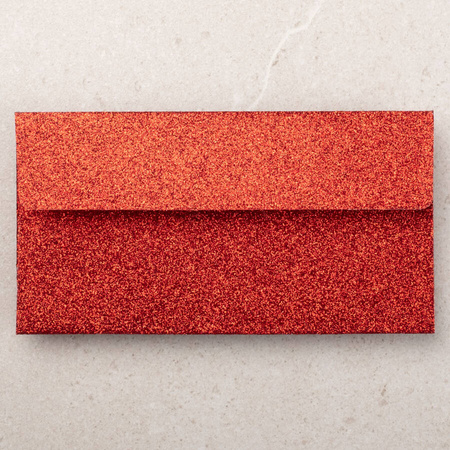 Koperta podarunkowa z bilecikiem czerwona brokatowa 17x9 cm 1 szt.