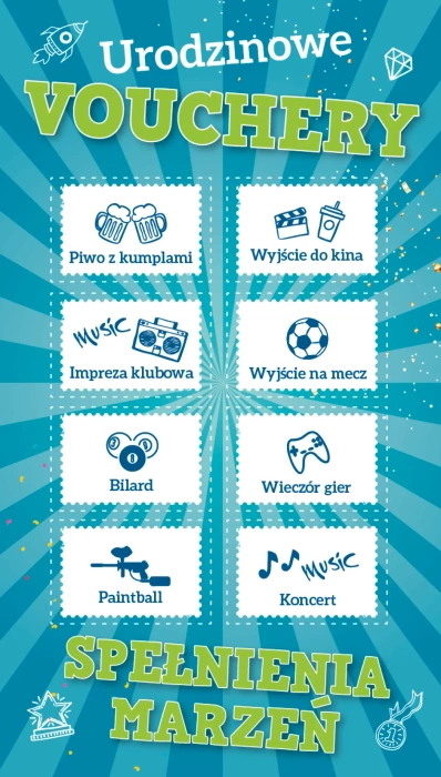 Kartka urodzinowa Urodzinowe Vouchery dla NIEGO