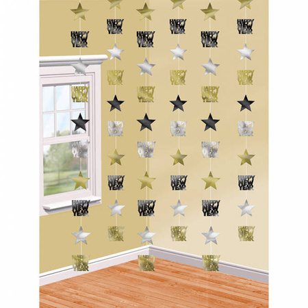 Girlanda wisząca na Sylwestra STAR HAPPY NEW YEAR 6 SZT