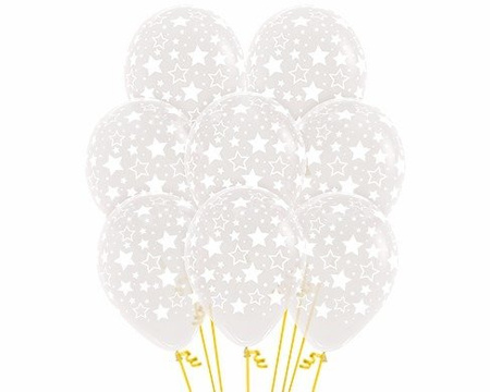 Balony Sempertex Duże Gwiazdki 12'' 12 szt Transparentne