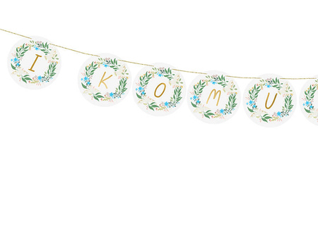 Baner girlanda I Komunia Święta kwiaty 200 cm