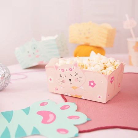 Pudełka na chipsy, przekąski KOTKI 3 szt.