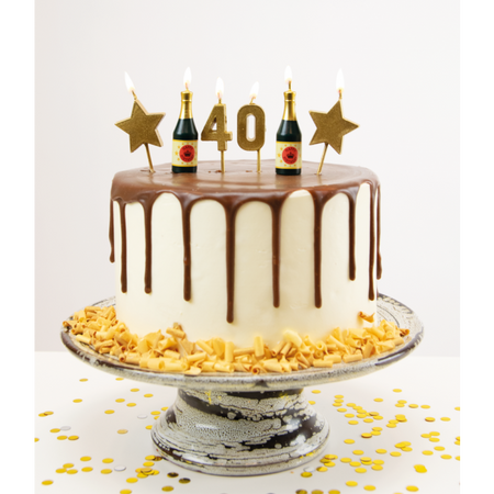 Zestaw świeczek na tort 40 urodziny złote 6 szt.