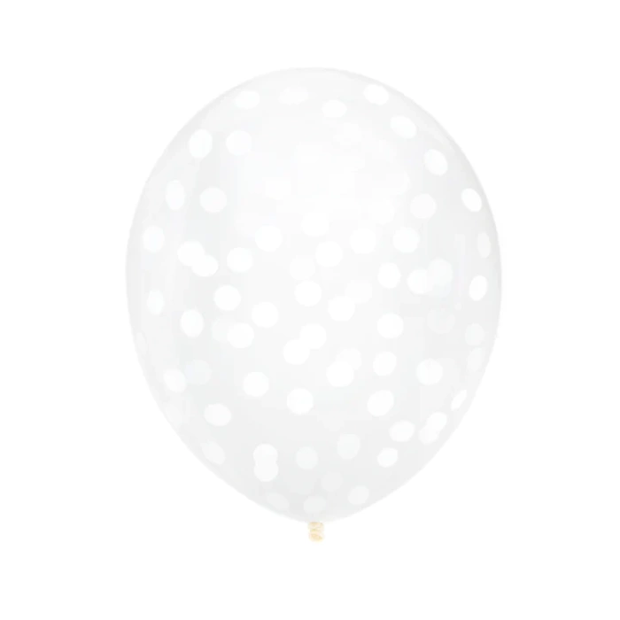 Balon przeźroczysty konfetti papierowe białe 1 szt.