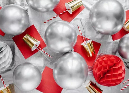 Balony srebrne Chrome Shiny - Glossy balloons 12'' 50 szt.