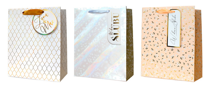 Torebka prezentowa na Ślub Wesele mix wzorów 26x32x12,5 cm