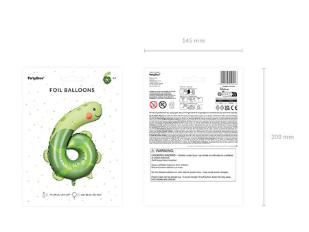 Balon foliowy CYFRA 6 ŻÓŁW 68 x 98 cm