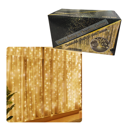 Girlanda lampki Świąteczne kurtyna 300 LED 3x3m