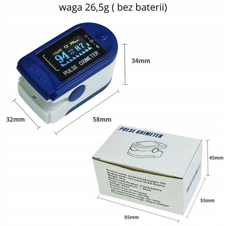 Medyczny PULSOKSYMETR napalcowy pulsometr + PRZYŁBICA