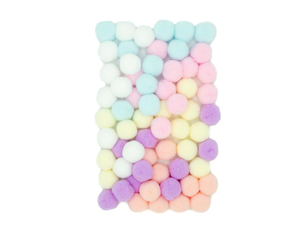 Pompony akrylowe 2 cm MIX PASTEL 60 szt.