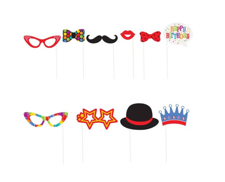 Foto rekwizyty Happy Birthday fotobudka urodziny 10 szt.