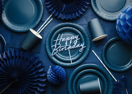 Kubeczki papierowe jednokolorowe granatowy 250ml 6 szt. PartyDeco