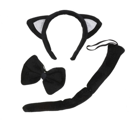 Opaska Zestaw Kotek - uszka, ogon, mucha czarny