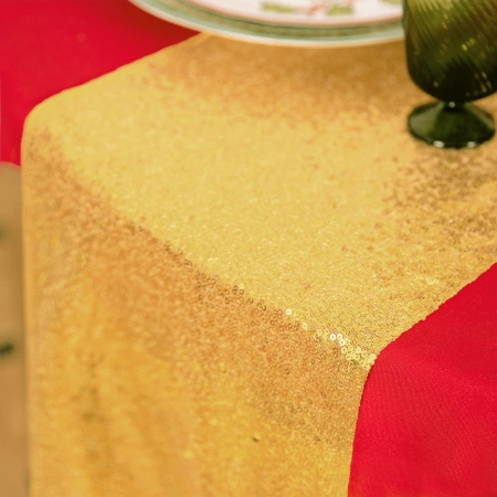 Bieżnik na stół cekinowy ZŁOTY 200 x 28 cm