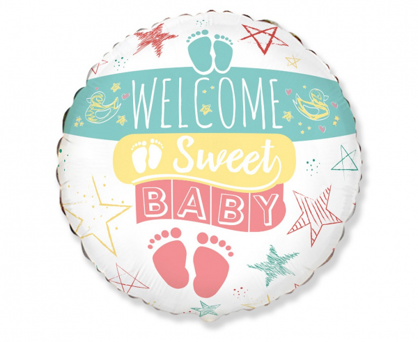 Welcome Sweet Baby balon foliowy Baby Shower 18''