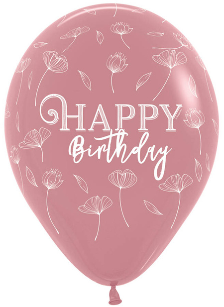 Balon Sempertex Happy Birthday Blossom Rosewood 12 cali 1 szt. mix