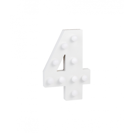 Świecąca Cyfra LED "4" Light Letter, drewniana biała 17x12 cm