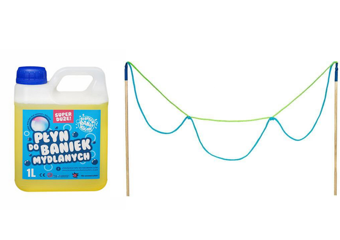Płyn do baniek mydlanych Słupskie Bańki Mydlane 1L + Kijek 3 oczka ZESTAW