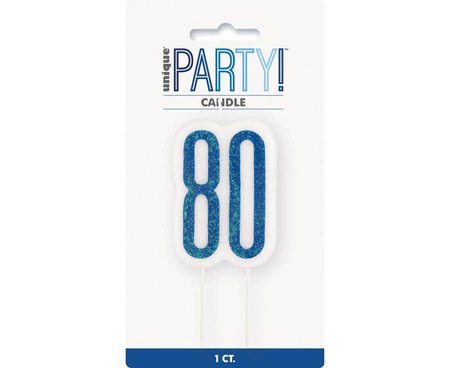 Świeczka urodzinowa na tort liczba "80" niebieska