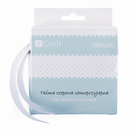 Taśma rzepowa samoprzylepna biała 15mmx5m