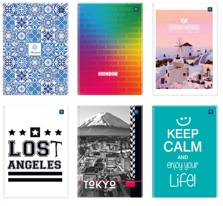 Brulion Zeszyt A4 96 kartkowy w linie mix wzorów