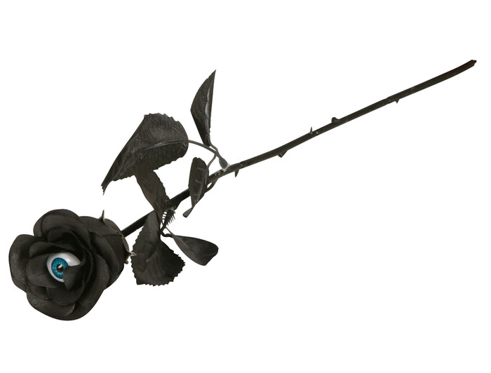 Czarna róża z okiem kwiat Halloween 42 cm